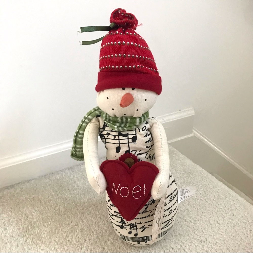 Festive Snowman Plush Decoration – Musical Notes & Noel Heart NWT